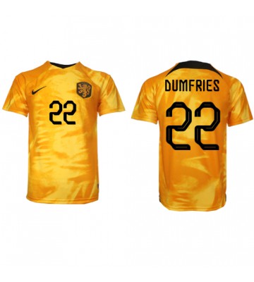 Nederland Denzel Dumfries #22 Hjemmedrakt VM 2022 Kortermet